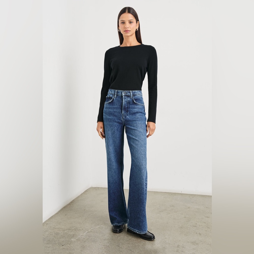 Rails The Getty Wide Leg Denim Jeans in Moonlit Ocean Blue Dark Wash Size 28.